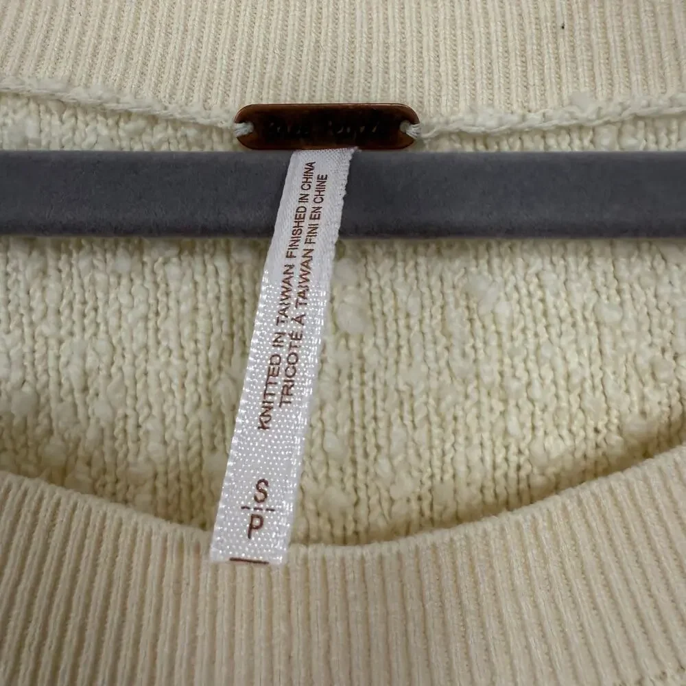 Free People Women's Cream Textured Oversized Bishop Sleeve Sweater Size Small